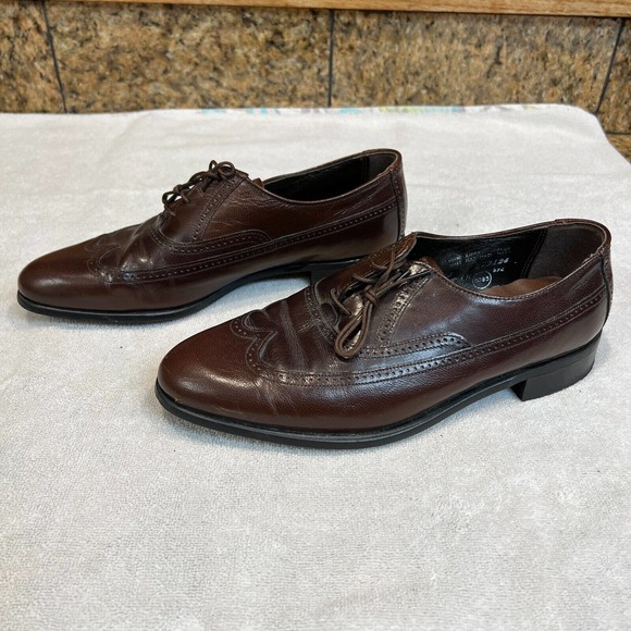 VTG Oakwood Kidskin Upper Oxford Wingtip Brown Men’s Shoes USA Made 9 Beautiful main image 7
